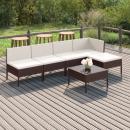 6-tlg. Garten-Lounge-Set mit Auflagen Poly Rattan Braun