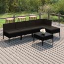 6-tlg. Garten-Lounge-Set mit Auflagen Poly Rattan Schwarz