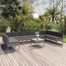11-tlg. Garten-Lounge-Set mit Auflagen Poly Rattan Grau