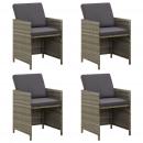 Gartenstühle mit Kissen 4 Stk. Poly Rattan Grau