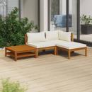 4-tlg. Garten-Lounge-Set mit Creme Kissen Massivholz Akazie