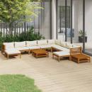 12-tlg. Garten-Lounge-Set mit Creme Kissen Massivholz Akazie