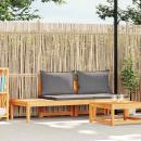 Gartenbank mit Tisch & Dunkelgrauen Kissen Massivholz Akazie