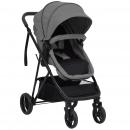 2-in-1 Kinderwagen Hellgrau und Schwarz Stahl