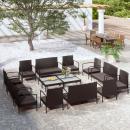 16-tlg. Garten-Lounge-Set mit Auflagen Poly Rattan Schwarz