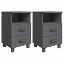 Nachttische HAMAR 2 Stk. Dunkelgrau 40x35x62 cm Massivholz