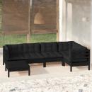 6-tlg. Garten-Lounge-Set mit Kissen Schwarz Massivholz Kiefer