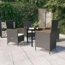 5-tlg. Garten-Essgruppe mit Kissen Schwarz
