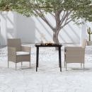 3-tlg. Garten-Essgruppe mit Kissen Beige und Schwarz