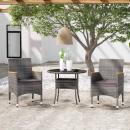 3-tlg. Garten-Essgruppe Poly Rattan Grau