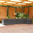 6-tlg. Garten-Lounge-Set mit Kissen Poly Rattan Grau