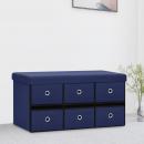Faltbare Sitzbank mit Stauraum Blau 76x38x38 cm Leinenoptik