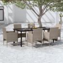 7-tlg. Garten-Essgruppe mit Kissen Beige und Schwarz