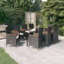 9-tlg. Garten-Essgruppe mit Kissen Schwarz