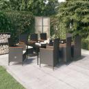 9-tlg. Garten-Essgruppe mit Auflagen Schwarz