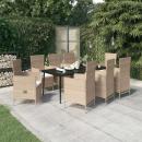 9-tlg. Garten-Essgruppe mit Auflagen Beige