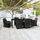 7-tlg. Garten-Essgruppe mit Kissen Schwarz