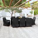 9-tlg. Garten-Essgruppe mit Kissen Schwarz