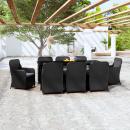 9-tlg. Garten-Essgruppe mit Kissen Schwarz