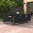 9-tlg. Garten-Essgruppe mit Kissen Poly Rattan und Glas