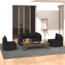 4-tlg. Garten-Lounge-Set mit Kissen Poly Rattan Schwarz