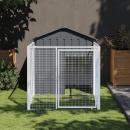  Hundehütte mit Auslauf Anthrazit 117x201x123cm Verzinkter Stahl