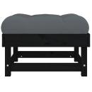 Gartenhocker mit Kissen Schwarz Massivholz Kiefer