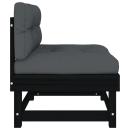 Mittelsofas mit Kissen 2 Stk. Schwarz Massivholz Kiefer