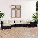 7-tlg. Garten-Lounge-Set mit Kissen Poly Rattan Schwarz