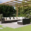 8-tlg. Garten-Lounge-Set mit Kissen Schwarz Poly Rattan