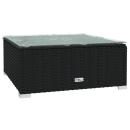 3-tlg. Garten-Lounge-Set mit Kissen Schwarz Poly Rattan
