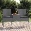 2-Sitzer-Gartensofa mit Teetisch Poly Rattan Anthrazit