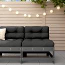Mittelsofa mit Kissen Grau Massivholz Kiefer