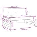 Mittelsofa Grau 120x80 cm Massivholz Kiefer