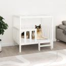  Hundebett Weiß 105,5x83,5x100 cm Massivholz Kiefer