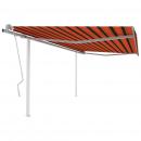 Markise Manuell Einziehbar mit Pfosten 4,5x3,5 m Orange & Braun