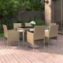 7-tlg. Garten-Essgruppe Poly Rattan und Hartglas Beige