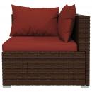 7-tlg. Garten-Lounge-Set mit Kissen Poly Rattan Braun