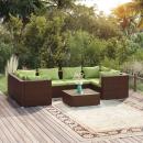 7-tlg. Garten-Lounge-Set mit Kissen Poly Rattan Braun