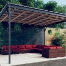 10-tlg. Garten-Lounge-Set mit Kissen Poly Rattan Braun
