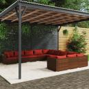 11-tlg. Garten-Lounge-Set mit Kissen Poly Rattan Braun