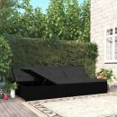 Sonnenliege mit Auflagen Poly Rattan Schwarz