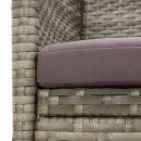 Gartensofa 3-Sitzer mit Kissen Grau Poly Rattan