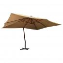 Ampelschirm mit Holzmast 400x300 cm Taupe