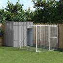 Hühnerkäfig mit Auslauf Hellgrau 165x455x181 cm Stahl Verzinkt