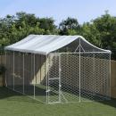 Outdoor-Hundezwinger mit Dach Silbern 3x6x2,5m Verzinkter Stahl