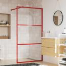 Duschwand für Begehbare Dusche mit ESG Klarglas Rot 100x195 cm
