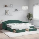 Tagesbett Ausziehbar mit Schubladen Dunkelgrün 90x200 cm Samt