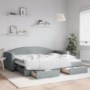 Tagesbett Ausziehbar mit Schubladen Hellgrau 90x200 cm Stoff