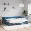 Tagesbett Ausziehbar mit Matratzen Blau 80x200 cm Samt